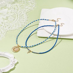Juego de collares con colgantes de luna y sol de acero inoxidable de 2 estilos 2 Uds.&nbsp;NJEW-JN03938