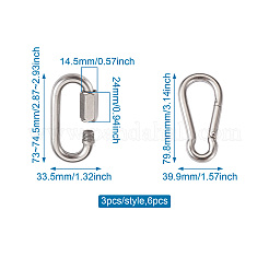 6 Stück 2 Stil 304 Edelstahl-Karabiner zum Klettern&nbsp;STAS-TA0001-33P