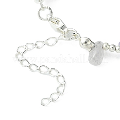 Braccialetto con ciondolo a forma di cuore in pietra naturale lepidolite/mica viola con catene di perline&nbsp;BJEW-TA00295-02