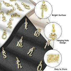 26pcs 26 estilos latón micro pavé colgantes de circonita cúbica&nbsp;KK-CJ0002-50