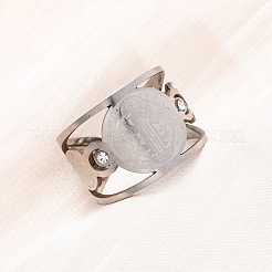 Offene Manschettenringe aus 304 Edelstahl mit Strassen des Heiligen Benedikt&nbsp;LS-RJEW-M069-01P