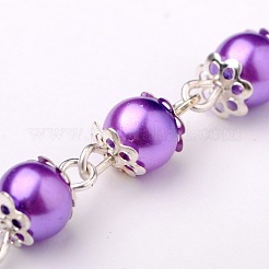 Chaînes en perles de verre rondes manuelles pour fabrication de bracelets et colliers&nbsp;AJEW-JB00056-03