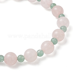 2 pulsera elástica de cuentas redondas de aventurina verde natural y cuarzo rosa para mujer&nbsp;BJEW-JB11926