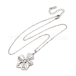 Colliers à pendentif fleur en acier inoxydable 304 avec chaîne câble pour hommes et femmes&nbsp;NJEW-K308-05F-P