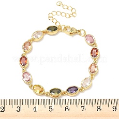 Ovale Messingarmbänder mit Zirkonia-Pavé für Damen&nbsp;BJEW-P385-02G
