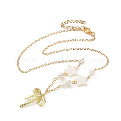Collane con ciondolo a fiocco in lega di cristallo e strass&nbsp;NJEW-TA00168