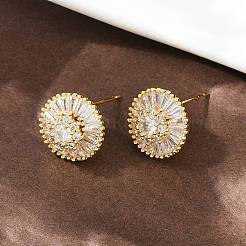 Boucles d'oreilles en laiton zircon cubique micro pavé clair&nbsp;EJEW-K312-05G