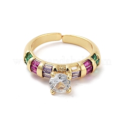 Messing Micro Pave bunter offener Manschettenring mit Zirkonia für Damen&nbsp;LS-RJEW-Z055-03G-01