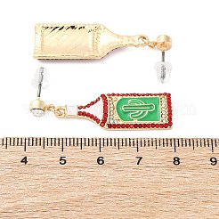 Pendientes de botón de esmalte de aleación de zinc&nbsp;EJEW-Z088-03G-02