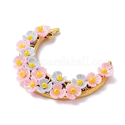 Glasperlen & Harz & Legierung Blumen Halbmond Verbindungsstück Charms&nbsp;PALLOY-MZ00603-01