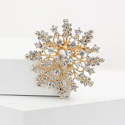 Weihnachts-Schneeflockenbrosche aus Legierung und klarem Glas mit Strassen für Damen&nbsp;PW-WG5C554-01