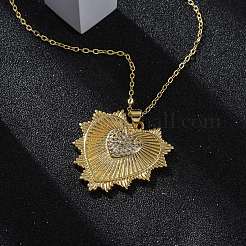 Colliers avec pendentif en forme de cœur en laiton micro pavé et zircone cubique transparente pour femmes&nbsp;NJEW-S438-07C-G