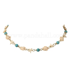 Ensembles collier et bracelet en perles de turquoise synthétique avec étoiles de mer et tortues&nbsp;SJEW-JS01385-01