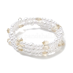 Braccialetti multistrato con perline di imitazione in vetro e plastica ABS&nbsp;BJEW-JB12321-02