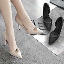 4 stücke 2 arten pfauenfeder legierung strass schuh schnalle clips&nbsp;AJEW-AR0001-83