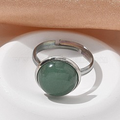 Anelli per dita in avventurina verde naturale semi-tonda&nbsp;X-RJEW-M062-01P-21