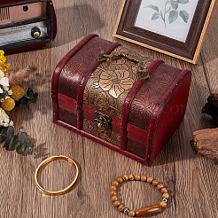 Schmuckaufbewahrungsetuis aus Holz im Retro-Stil mit geprägtem Blumenmuster und Griffen&nbsp;CON-CL0001-25
