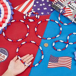 6 collana elasticizzata con perline rotonde in acrilico a tema baseball&nbsp;NJEW-PH01623
