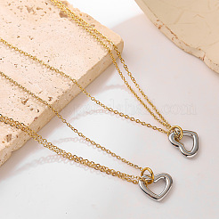 Collares con colgante de corazón de acero inoxidable 304 bicolor para mujer&nbsp;FS-WGDA821-01