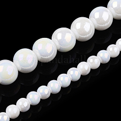 Chapelets de perles en verre opaque électrolytique&nbsp;GLAA-T032-P8mm-AB02