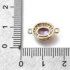 Breloques de connecteur ovales en laiton et zircone cubique violette&nbsp;KK-D312-08G