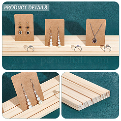 Supports de cartes d'affichage de boucles d'oreilles en bois à 3 emplacement&nbsp;LS-ODIS-WH0070-01