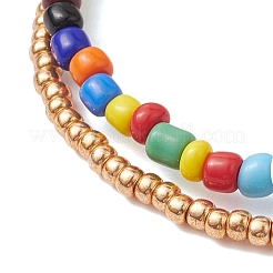 Bracelets multi-brins double couche en graines de verre&nbsp;BJEW-MZ00055-02