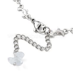 Fußkettchen mit Delfingliederkette aus 304 Edelstahl&nbsp;AJEW-AN00559