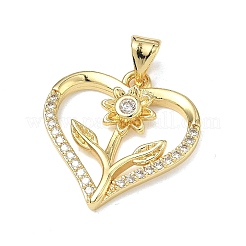Pendentifs en laiton micro pavé de zircone cubique transparent pour la saint-valentin&nbsp;KK-A293-19A-G