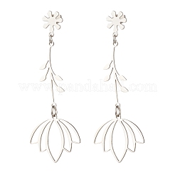Boucles d'oreilles longues pendantes en forme de fleur en acier inoxydable 304 anti-ternissement pour femmes&nbsp;EJEW-JE05006