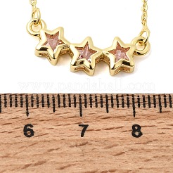 Collares con colgante de triple estrella de latón y vidrio&nbsp;KK-CBAB173-03G-10