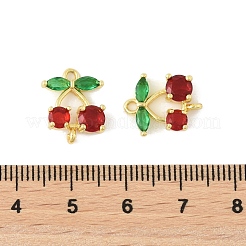 Messing Pavé-Anhänger mit Kirschen-Anhängern in Grün und Rot mit Zirkonia&nbsp;KK-FZC0001-03G