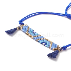 Rettangolo di semi giapponesi fatti a mano con braccialetto di perline intrecciate a maglie di fiori&nbsp;BJEW-MZ00014-03
