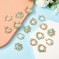 16 pièces 4 styles pendentifs en émail en alliage de placage de rack&nbsp;ENAM-TA0002-56
