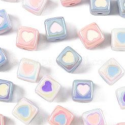 28pcs 7 Farben undurchsichtige Acryl-Emaille-Perlen&nbsp;ACRC-FS0001-03