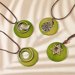 4 ensemble de colliers pendentifs en alliage de style tibétain&nbsp;NJEW-AN0001-73