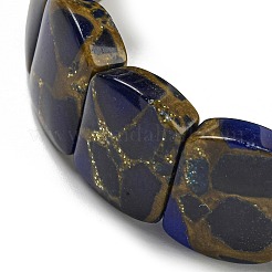 Pulseras elásticas de oro sintético rectangular con piedra clinquant&nbsp;G-P549-01