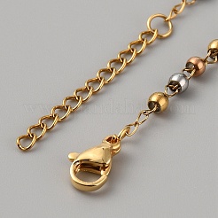 Bracciale in acciaio inossidabile 304 con Gesù e maglie incrociate con 201 catene di perline in acciaio inossidabile&nbsp;BJEW-WH0012-20C
