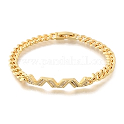 Bracelets en laiton à maillons en zircone cubique transparent&nbsp;BJEW-F498-03A-G