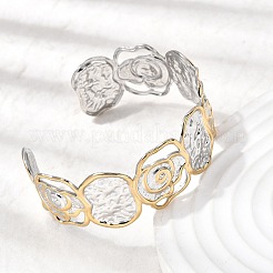 Bracelets manchettes en acier inoxydable 304 martelé pour femmes&nbsp;BJEW-P371-01B