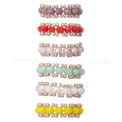Facettierte Rondell-Glasperlen-Stretchringe für Damen&nbsp;RJEW-JR00824