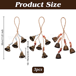3 pendentif décoratif en forme de cloche en porcelaine et en fer&nbsp;HJEW-OC00090