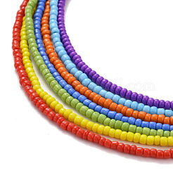 7 Stück 7 Farben Chakra-Schmuck Glas-Samenperlen-Halsketten-Set&nbsp;NJEW-JN03803