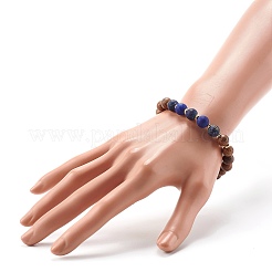 Stretch-Armband aus natürlichem Wengeholz für Herren Damen&nbsp;BJEW-JB06759