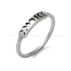 Anello da dito in acciaio inossidabile 201 con fasi lunari per donna&nbsp;RJEW-A006-04P-1