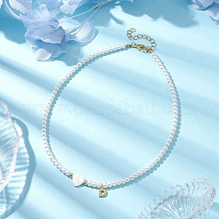 Colliers avec pendentif en forme de lettre en laiton&nbsp;NJEW-JN04771-04