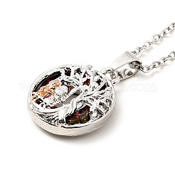 Ciambella di vetro colorato con collana pendente albero della vita&nbsp;NJEW-J008-01A-P