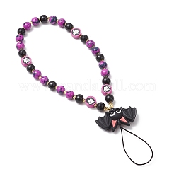 Catene per cellulare con perline di vetro rotonde di Halloween&nbsp;HJEW-MZ00279