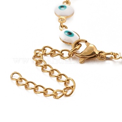 Emaille Oval mit bösem Blick Gliederketten Armband&nbsp;BJEW-P271-04G-02