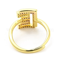 Anillo ajustable con letra inicial de esmalte de varios colores y circonita cúbica transparente&nbsp;RJEW-P045-01G-E